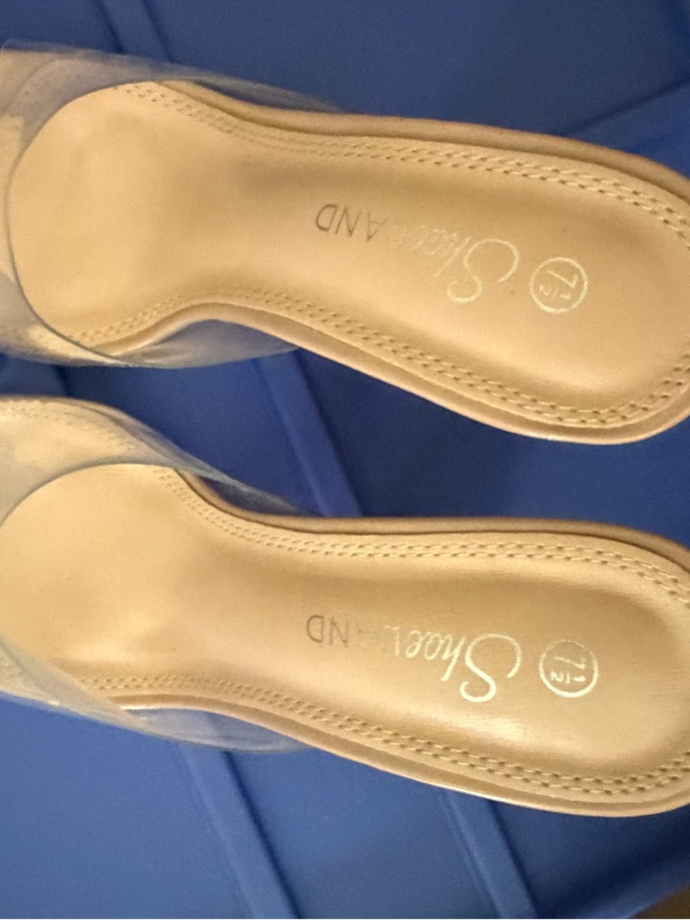 Shoeland Clear-Upper Beige Slide Mules